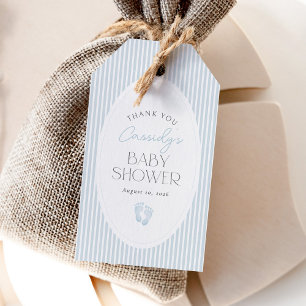 Étiquettes-cadeau Bébé Garçon Empreintes de Pieds Bleu Vintage Baby