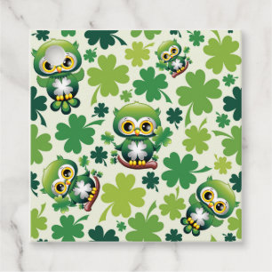 Étiquettes Cadeau Bébé Hibou Mignon St Patrick Dessin Animé