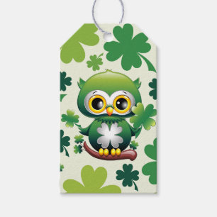 Étiquettes-cadeau Bébé Hibou Mignon St Patrick Dessin Animé