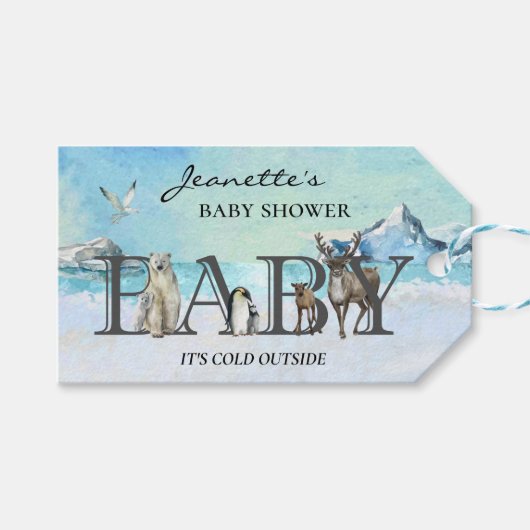 Étiquettes-cadeau Bébé Il fait froid à l'extérieur de l'Arctique Dou (Devant (Horizontal))