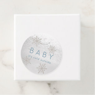 Étiquettes Cadeau Bébé Il fait froid dehors Baby shower Merci bleu