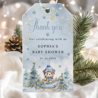 Étiquettes-cadeau Bébé Il fait froid dehors Hiver Ours Douche Balise