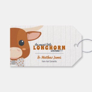 Étiquettes-cadeau Bébé Longhorn brûlé orange