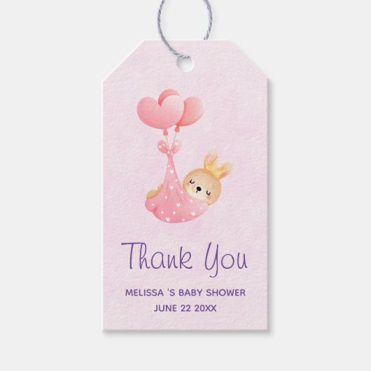 Étiquettes-cadeau Bébé mignon dans une couverture de coeur (Devant)