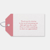 Étiquettes-cadeau Bébé mignon fille douche Merci parapluie rose (Dos (Horizontal))