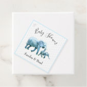 Étiquettes Cadeau Bébé mignon garçon bleu Eléphants Baby shower (En situation)