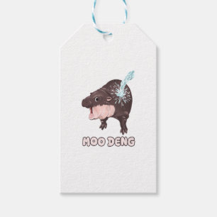 Étiquettes-cadeau Bébé mignon Hippo Moo Deng Bouncy Pig en thaïlanda