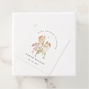 Étiquettes Cadeau Bébé mignon Pieds Blush Rose Floral Baby shower fi