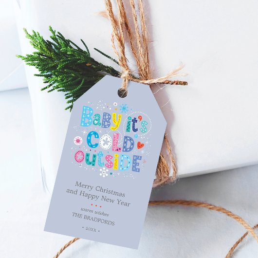 Étiquettes-cadeau Bébé moderne Son froid dehors Dusty Blue