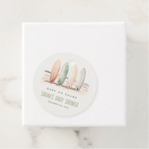 Étiquettes Cadeau Bébé neutre à bord Baby shower de surf