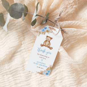 Étiquettes-cadeau Bébé ourson herbe des pampas