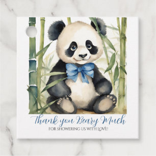 Étiquettes Cadeau Bébé Panda ours Garçon Baby shower Merci