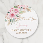 Étiquettes Cadeau Bébé rose en Baby shower fleuri Boho en fleurs (Devant)