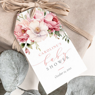Étiquettes-cadeau Bébé rose Floral En Fleur Baby shower Fille