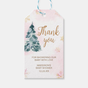 Étiquettes-cadeau Bébé rose Il fait froid dehors Favor Tags