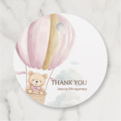 Étiquettes Cadeau Bébé rose Ours de Script dans air chaud douche à b (Dos)