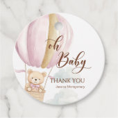 Étiquettes Cadeau Bébé rose Ours de Script dans air chaud douche à b (Devant)