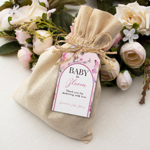 Étiquettes-cadeau Bébé rose papillon en fleur Baby shower fille