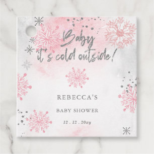 Étiquettes Cadeau Bébé rose son Baby shower d'hiver froid à l'extéri