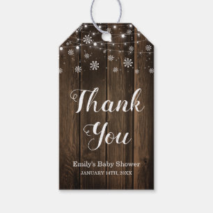 Étiquettes-cadeau Bébé rustique c'est baby shower extérieur froid