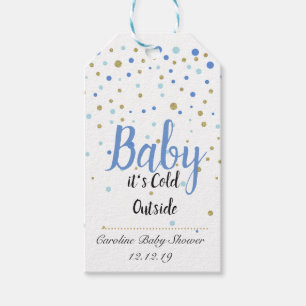 Étiquettes-cadeau Bébé son froid à l'extérieur autocollants - BLEU