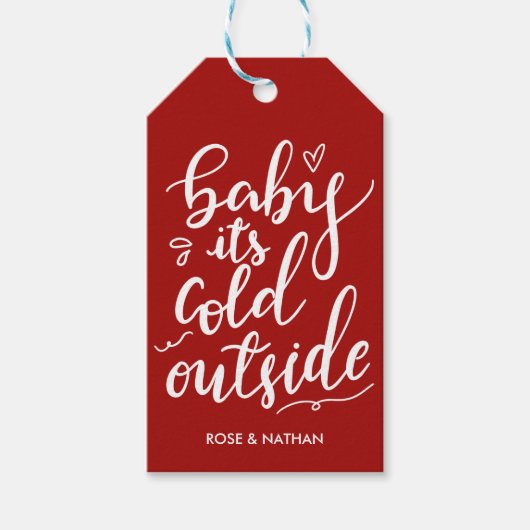 Étiquettes-cadeau Bébé son froid dehors manuscrit blanc Script (Devant)