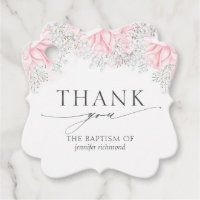 Bébé souffle et fleurs roses Baptême Merci