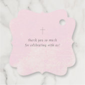 Étiquettes Cadeau Bébé souffle et fleurs roses Baptême Merci (Dos)