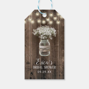 Étiquettes-cadeau Bébé souffle Floral Jar Barn Fête des mariées en b