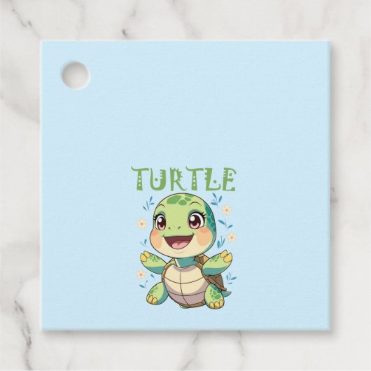 Étiquettes Cadeau Bébé Tortue Mignon (Devant)