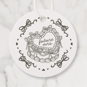 Étiquettes Cadeau Beige Bow Retro Coquette Fête des mariées de gâtea