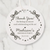 Étiquettes Cadeau Beige Bow Retro Coquette gâteau Coquette Anniversa (Dos)