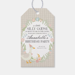 Étiquettes-cadeau Beige Silly Goose Floral En vichy Anniversaire Fav