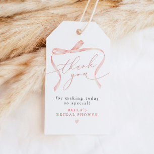 Étiquettes-cadeau BELLA Blush Bow Elle Noue le Nœud Merci