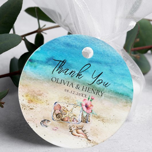 Étiquettes Cadeau Belle aquarelle Starfish Beach Mariage