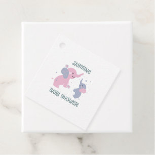 Étiquettes Cadeau Belle bande dessinée éléphants motif sur bleu mari