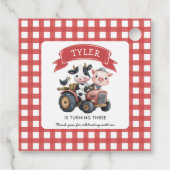 Étiquettes Cadeau Belle ferme Animaux Anniversaire Red Stripes (Dos)