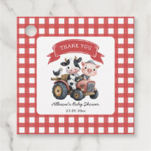 Belle ferme Animaux Baby shower Red Stripes