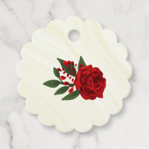 Étiquettes Cadeau belle feuilles vert fleur rouge