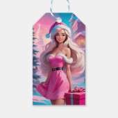 Étiquettes-cadeau Belle fille de Noël rose 01 (Devant)