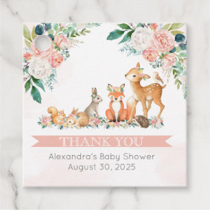 Étiquettes Cadeau Belle forêt Bois Animaux Fille Baby shower