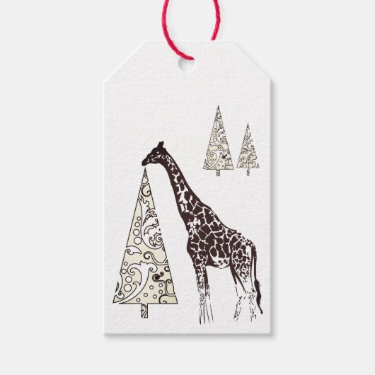 Étiquettes-cadeau Belle Giraffe et Noël Arbres vacances (Devant)