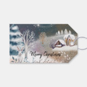 Étiquettes-cadeau Belle maison d'hiver illustration Noël (Devant (Horizontal))