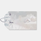Étiquettes-cadeau Belle maison d'hiver illustration Noël (Dos (Horizontal))