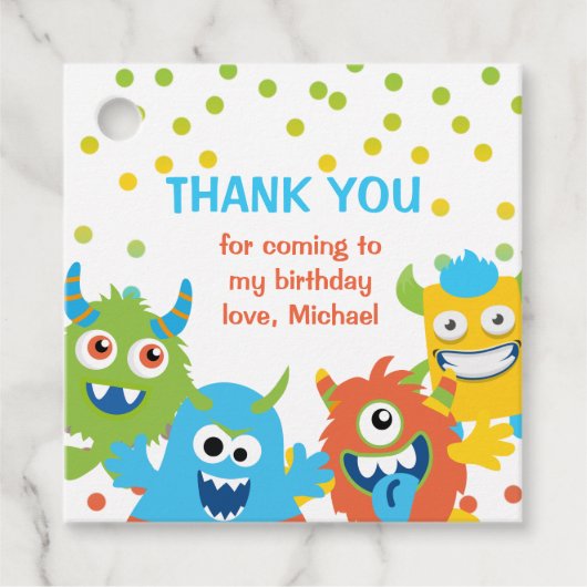 Étiquettes Cadeau Belle Petite monstre anniversaire à thème (Devant)