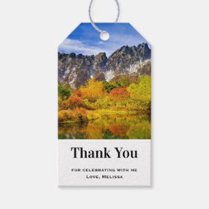 Étiquettes-cadeau Belle photographie de montagnes campagnardes Merci