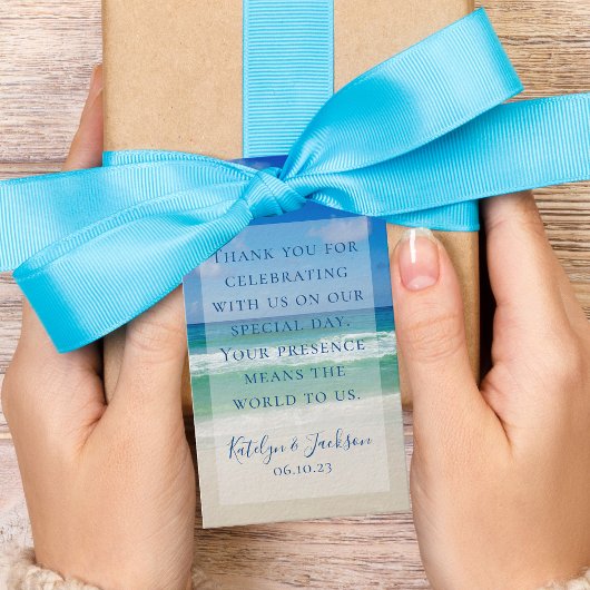 Étiquettes-cadeau Belle plage Photographie Ocean Waves Mariage