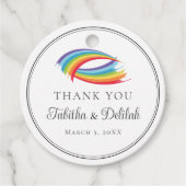Étiquettes Cadeau Belle Rainbow Waves LGBT Mariage (Devant)