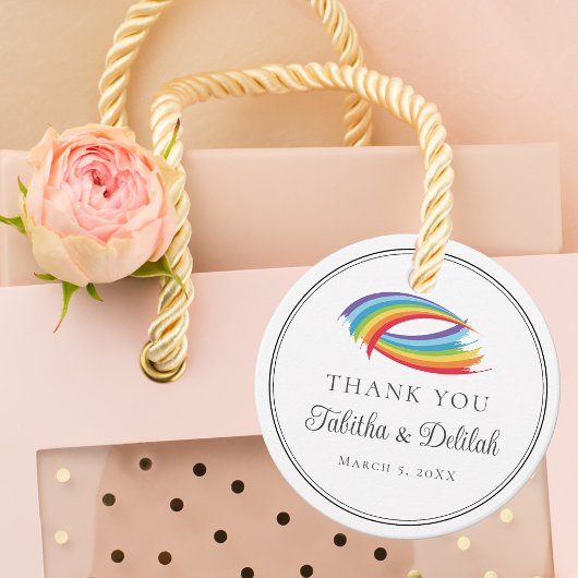 Étiquettes Cadeau Belle Rainbow Waves LGBT Mariage