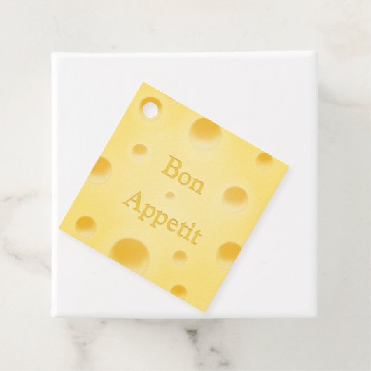 Étiquettes Cadeau Belle tranche de fromage jaune pâle Charmant Perso (En situation)